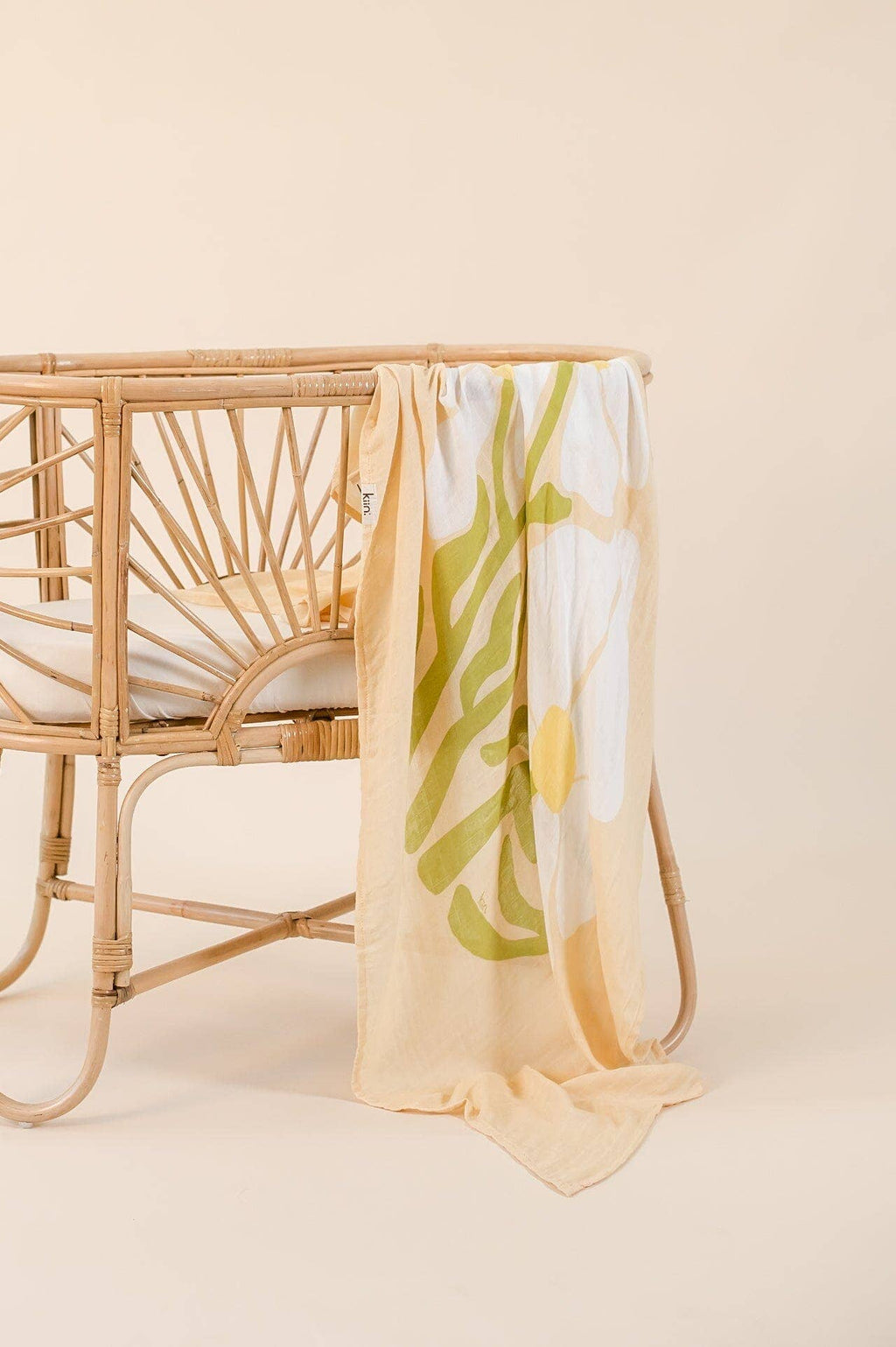 Kiin Baby Organic Muslin Swaddle - Fleur Warm Oat (Limited Edition)