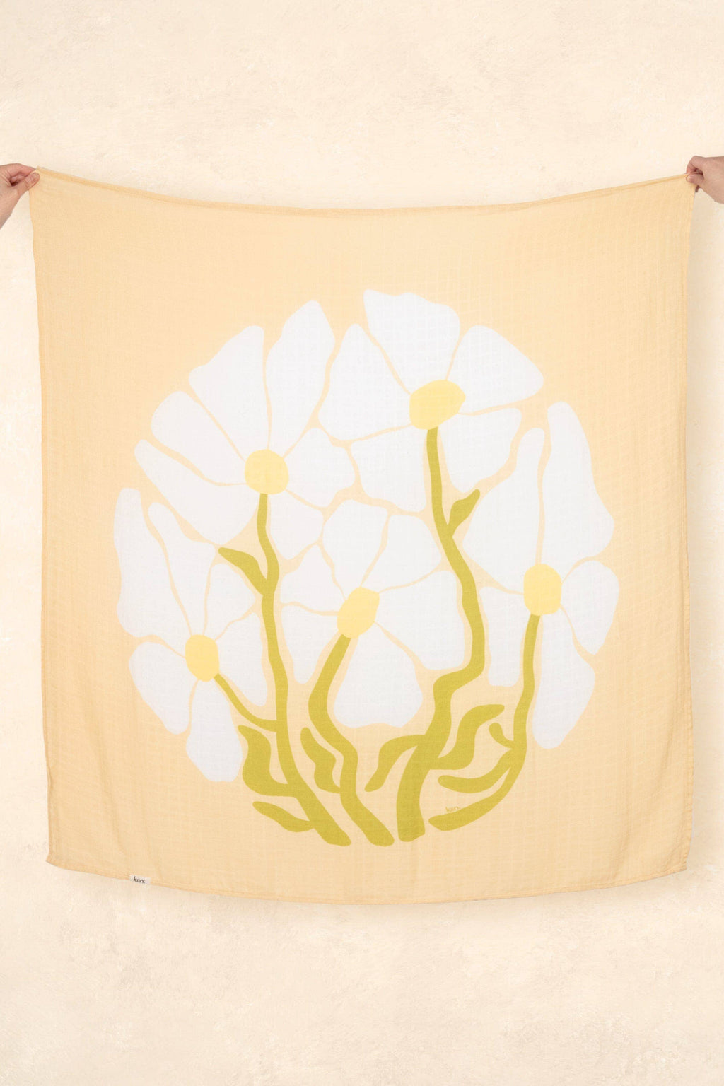 Kiin Baby Organic Muslin Swaddle - Fleur Warm Oat (Limited Edition)